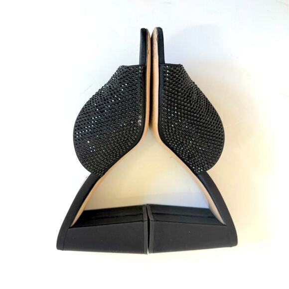 Miu Miu black Satin Leather Crystal embellished high heel slip on mules EU 40 - Picture 5 of 10